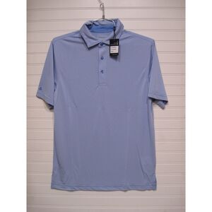 Ahead Golf Polo Denim Blue/White Striped Shirt Size S NWT